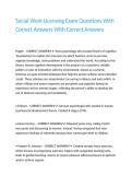 Social Work Licensing Exam Questions With Correct Answers With Correct Answers