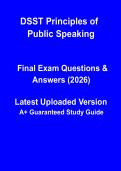 DSST Principles of Public Speaking 2026 &vert; Exam Prep Study Guide & Practice Questions PDF