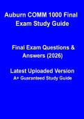 Auburn COMM 1000 Final Exam Study Guide 2026 &vert; Communication Exam Prep & Practice Questions