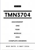 TMN3704 Assignment 1 Answers - Year Module &comma; 2026 &vert; Due Date 5 May 2026