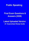 Public Speaking Study Guide 2026 &vert; Communication Skills & Exam Prep Questions PDF