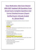 Texas Medication Aide Exam Newest &NewLine;2026 2027 Updated 100 Questions From &NewLine;Actual Exams Complete Questions And &NewLine;Correct Detailed Answers &lpar;Expert &NewLine;Verified Exam&rpar; &vert;Already Graded &NewLine;A&plus;&vert;&vert;Brand New&excl;&excl; 