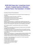 BCOR 2204 Finance Quiz 1 Actual Exam Correct Answers &vert; Complete Questions & Rationales &vert; Business Finance &vert; Pass Guaranteed - A&plus; Graded
