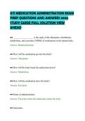 ATI MEDICATION ADMINISTRATION EXAM&NewLine;PREP QUESTIONS AND ANSWERS 2026&NewLine;STUDY GUIDE FULL SOLUTION VIEW&NewLine;AHEAD