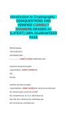 Introduction to Cryptography - D334 QUESTIONS AND VERIFIED CORRECT ANSWERS GRADED A&plus; -LATEST - 100- GUARANTEED PASS&period;docx&NewLine;&NewLine;