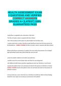 HEALTH ASSESSMENT EXAM 3 QUESTIONS AND VERIFIED CORRECT ANSWERS GRADED A&plus; -LATEST - 100- GUARANTEED PASS&period;docx&NewLine;&NewLine;
