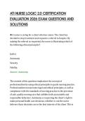 ATI NURSE LOGIC 2&period;0 CERTIFICATION&NewLine;EVALUATION 2026 EXAM QUESTIONS AND&NewLine;SOLUTIONS
