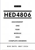 HED4806 Assignment 1 Answers - Year Module &comma; 2026 &vert; Due Date 2026