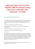 D662 WGU Exam ACTUAL EXAM 2026&sol;2027 &vert; D662 Personalized Learning Classrooms &vert; Verified Q&A &vert; Pass Guaranteed - A&plus; Graded