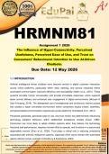 HRMNM81 Assignment 1 &lpar;RESEARCH PROPOSAL&rpar; 2026 - DUE 12 May 2026 - The Influence of Hyper-Connectivity&comma; Perceived Usefulness&comma; Perceived Ease of Use&comma; and Trust on Consumers&rsquo; Behavioural Intention to Use AI-Driven Chatbots&period;