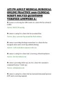 ATI PN ADULT MEDICAL SURGICAL&NewLine;ONLINE PRACTICE 2026 CLINICAL&NewLine;SCRIPT SOLVED QUESTIONS&NewLine;VERIFIED ANSWERS A&plus;
