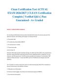 Clean Certification Test ACTUAL EXAM 2026&sol;2027 &vert; CLEAN Certification Complete &vert; Verified Q&A &vert; Pass Guaranteed - A&plus; Graded