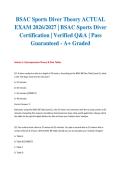 BSAC Sports Diver Theory ACTUAL EXAM 2026&sol;2027 &vert; BSAC Sports Diver Certification &vert; Verified Q&A &vert; Pass Guaranteed - A&plus; Graded