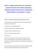 NUR 216 &ndash; Health Assessment Exam 2 Set 1 Actual Exam 2026&sol;2027 &ndash; Assessment Techniques&comma; Pain&comma; Nutrition&comma; Integumentary&comma; Head&sol;Neck&comma; Respiratory & Cardiovascular &vert; Complete Q&A & Detailed Rationales &vert; Pass Guaranteed - A&plus; Graded