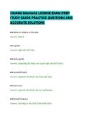HAWAII MASSAGE LICENSE EXAM PREP&NewLine;STUDY GUIDE PRACTICE QUESTIONS AND&NewLine;ACCURATE SOLUTIONS