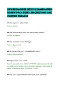 HAWAII MASSAGE LICENSE EXAMINATION&NewLine;REVIEW PACK BUNDLED QUESTIONS AND&NewLine;VERIFIED ANSWERS