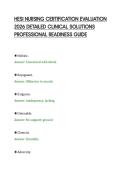 HESI NURSING CERTIFICATION EVALUATION&NewLine;2026 DETAILED CLINICAL SOLUTIONS&NewLine;PROFESSIONAL READINESS GUIDE