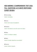 HESI NURSING COMPREHENSIVE TEST 2026&NewLine;FULL QUESTIONS ACCURATE RESPONSES&NewLine;EXPERT REVIEW