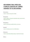 HESI NURSING FINAL PAPER 2026&NewLine;COMPLETE QUESTION SET VERIFIED&NewLine;ANSWERS TOP SCORE MATERIAL