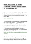 HESI PHARMACOLOGY V1 LEARNING&NewLine;WORKBOOK 2026 DRUG CLASSIFICATIONS&NewLine;AND PHARMACOKINETICS