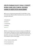 HESI PN PHARMACOLOGY EXAM 4 CONCEPT&NewLine;REVIEW GUIDE 2026 CLINICAL DECISION&NewLine;MAKING IN MEDICATION MANAGEMENT