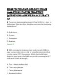 HESI PN PHARMACOLOGY EXAM&NewLine;2026 FINAL PAPER PRACTICE&NewLine;QUESTIONS ANSWERS ACCURATE&NewLine;A&plus;
