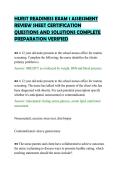HURST READINESS EXAM 1 ASSESSMENT&NewLine;REVIEW SHEET CERTIFICATION&NewLine;QUESTIONS AND SOLUTIONS COMPLETE&NewLine;PREPARATION VERIFIED