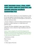 HURST READINESS EXAM 2 FINAL SCRIPT&NewLine;STUDY GUIDE COMPLETE QUESTIONS AND&NewLine;ANSWERS UPDATED ACCURATE&NewLine;GUARANTEED PASS