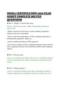 SOCRA CERTIFICATION 2026 EXAM&NewLine;SCRIPT COMPLETE SOLVED&NewLine;QUESTIONS