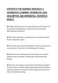 STATISTICS FOR NURSING RESEARCH A&NewLine;WORKBOOK LEARNING WORKBOOK 2026&NewLine;DESCRIPTIVE AND INFERENTIAL STATISTICS&NewLine;BASICS