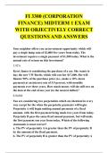 FI 3300 &lpar;CORPORATION &NewLine;FINANCE&rpar; MIDTERM 1 EXAM &NewLine;WITH OBJECTIVELY CORRECT &NewLine;QUESTIONS AND ANSWERS