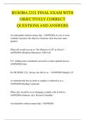 BUSOBA 2321 FINAL EXAM WITH &NewLine;OBJECTIVELY CORRECT &NewLine;QUESTIONS AND ANSWERS