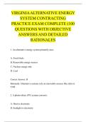 VIRGINIA ALTERNATIVE ENERGY &NewLine;SYSTEM CONTRACTING &NewLine;PRACTICE EXAM COMPLETE &lpar;100 &NewLine;QUESTIONS WITH OBJECTIVE &NewLine;ANSWERS AND DETAILED &NewLine;RATIONALES