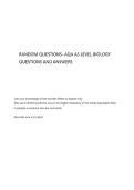 AQA AS LEVEL BIOLOGY QUESTIONS AND ANSWERS