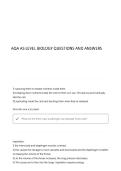 AQA AS LEVEL BIOLOGY QUESTIONS AND ANSWERS