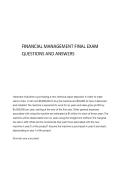 Financial Management Final Exam 