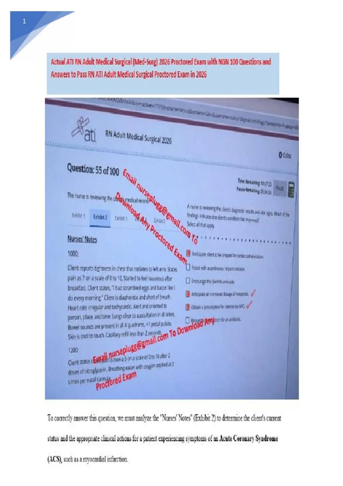 ATI RN Adult Medical Surgical Med Surg Proctored Exam with NGN 100 ...