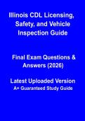 Illinois CDL Licensing&comma; Safety and Vehicle Inspection Study Guide PDF