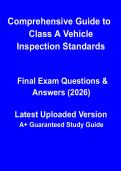 Comprehensive Class A Vehicle Inspection Standards Study Guide PDF