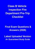 Class B Vehicle Inspection Fire Department Pre-Trip Checklist PDF