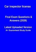 Car Inspector License 2026 Study Guide and Exam Prep PDF