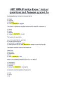 AMT RMA Practice Exam 1 Actual questions and Answers graded A&plus;