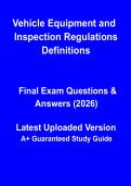Vehicle Equipment and Inspection Regulations Definitions Study Guide PDF