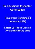 PA Emissions Inspector Certification Exam Study Guide & Training Notes &lpar;Pennsylvania&rpar;