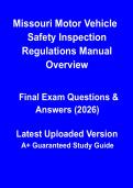 Missouri Motor Vehicle Safety Inspection Regulations Manual &ndash; Study & Overview Guide