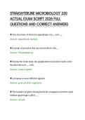 STRAIGHTERLINE MICROBIOLOGY 250&NewLine;ACTUAL EXAM SCRIPT 2026 FULL&NewLine;QUESTIONS AND CORRECT ANSWERS