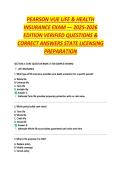 PEARSON VUE LIFE & HEALTH INSURANCE EXAM &mdash; 2025-2026 EDITION VERIFIED QUESTIONS & CORRECT ANSWERS STATE LICENSING PREPARATION