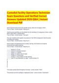 Custodial Facility Operations Technician &NewLine;Exam Questions and Verified Correct &NewLine;Answers Updated 2026 Q&A &vert; Instant &NewLine;Download Pdf
