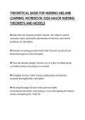 THEORETICAL BASIS FOR NURSING MELANIE&NewLine;LEARNING WORKBOOK 2026 MAJOR NURSING&NewLine;THEORISTS AND MODELS