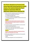 New Mexico Manufactured Housing Dealer&NewLine;License Exam With Actual Questions & Verified&NewLine;Answers&comma; Plus Explained Rationales&sol;Expert&NewLine;Verified For Guaranteed 100&percnt; Pass&NewLine;2026&sol;Latest Update&sol;Instant Download Pdf
